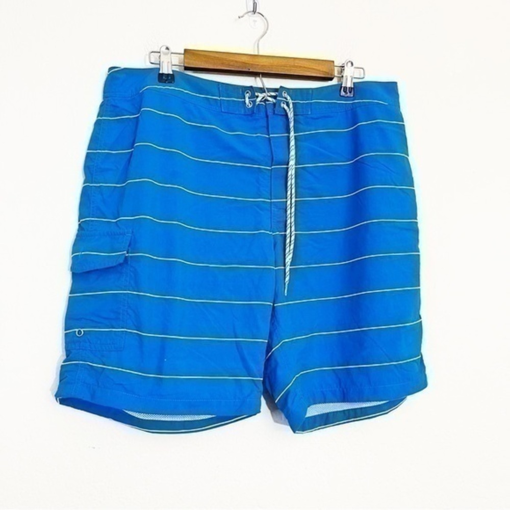 J. Crew High Rise Striped Swim Trunk Men Size 36 Color blue/white